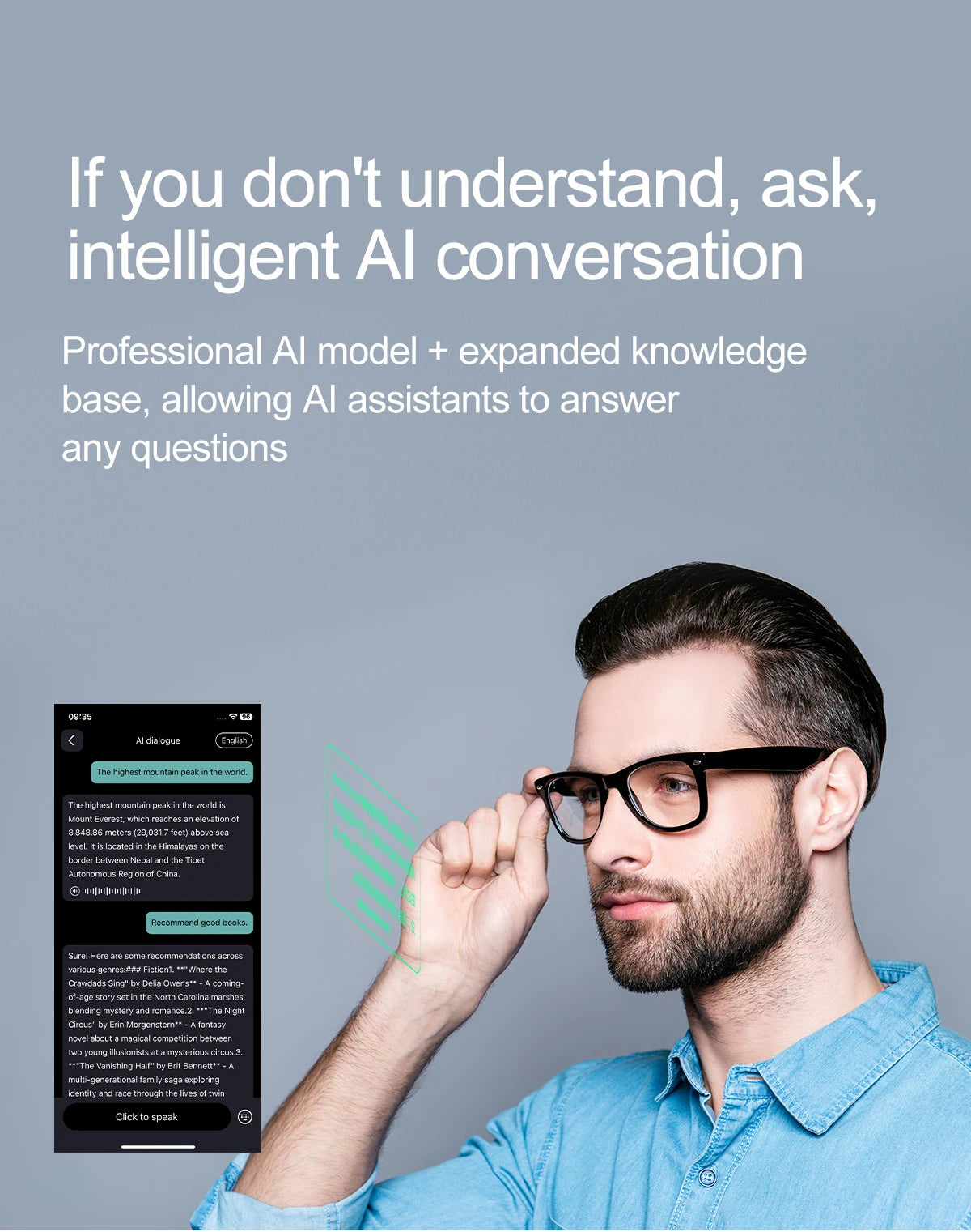 LIGE Smart Glasses – Kabelloses Bluetooth, integriertes Mikrofon, Touch-Steuerung & Übersetzung