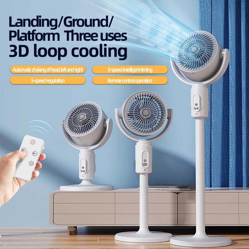 Oscillating Air Fan — 5-Speed, Cordless, Adjustable