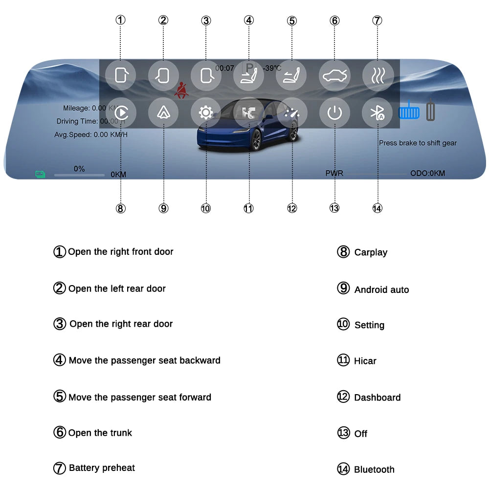 For Tesla Display 9.6 Inches New HUD For Model 3 2016-2023 & Model Y 2020-2024 Support Multiple Languages Carplay Android Auto