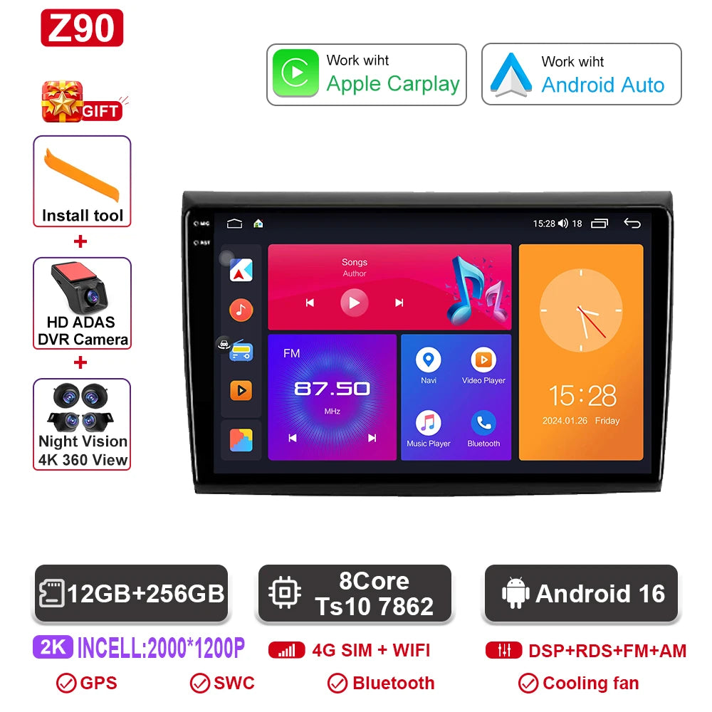 Fiat Bravo Android — 2K QLED, CarPlay, 4G