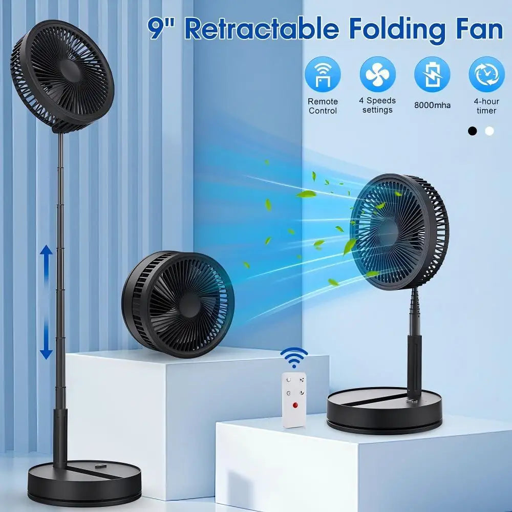 9" Portable Desk Fan with 8000mAh Rechargeable Battery, 4 Speed Settings,Ultra-Quiet, Oscillating Desktop Fans, for Home Officek — available at Teckeleck