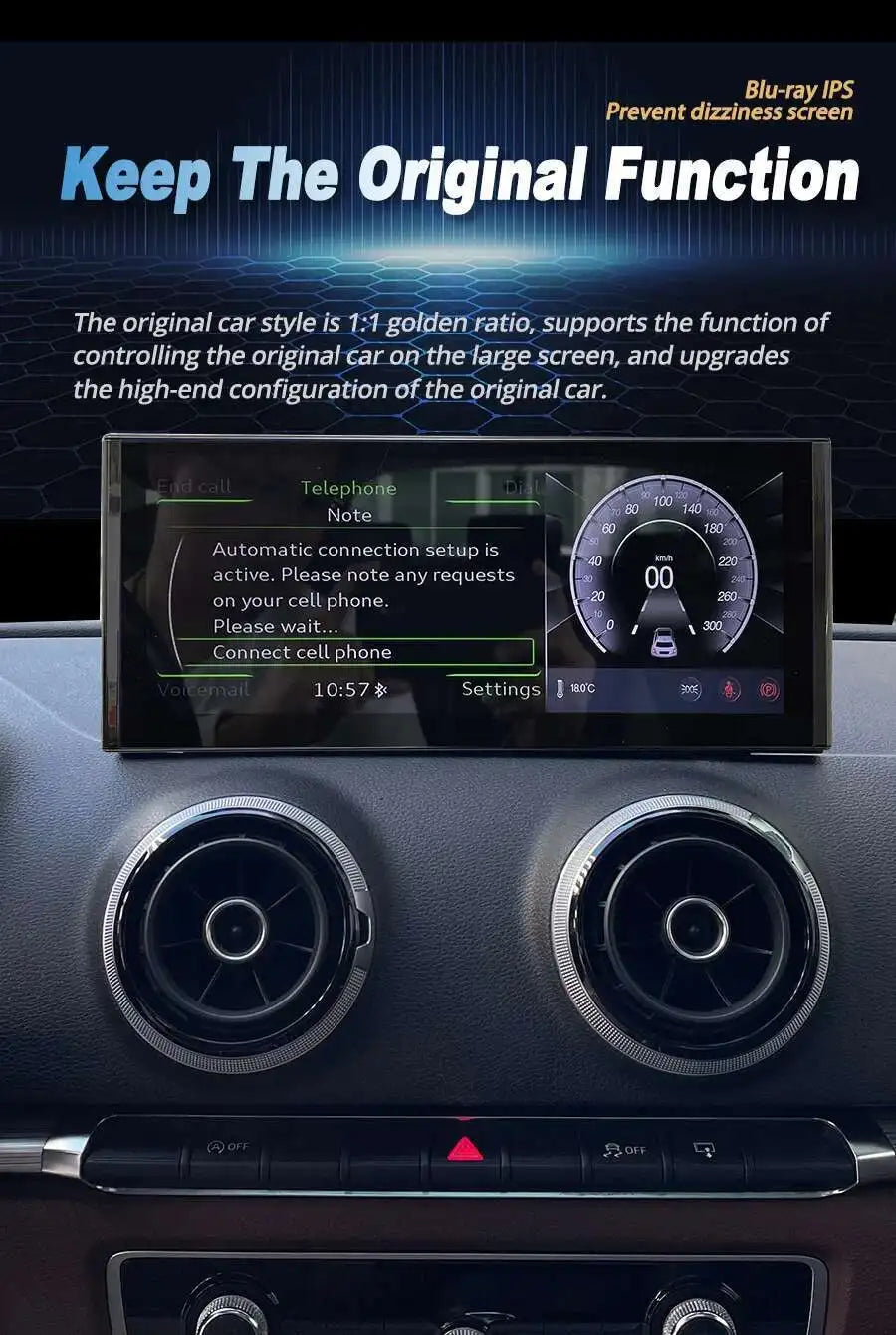 Audi A4/A5 12.3" — Android 13, QLED, CarPlay