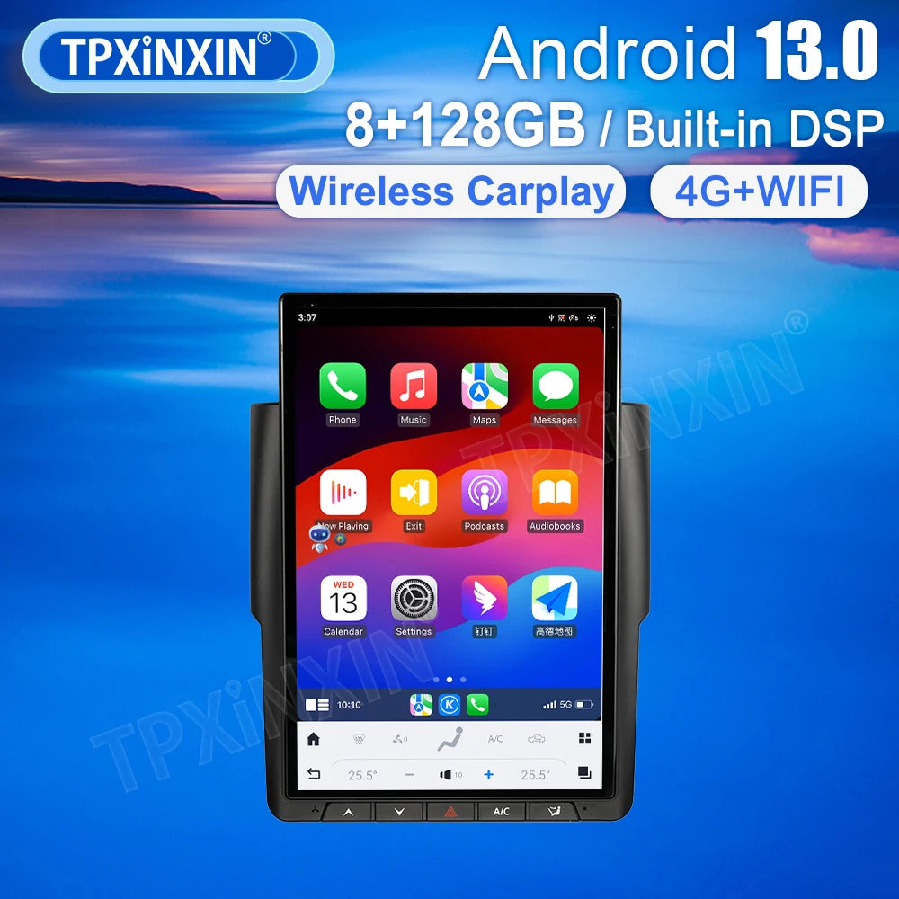 Dodge Ram 14.4" — Android 13, CarPlay, Vertical Screen