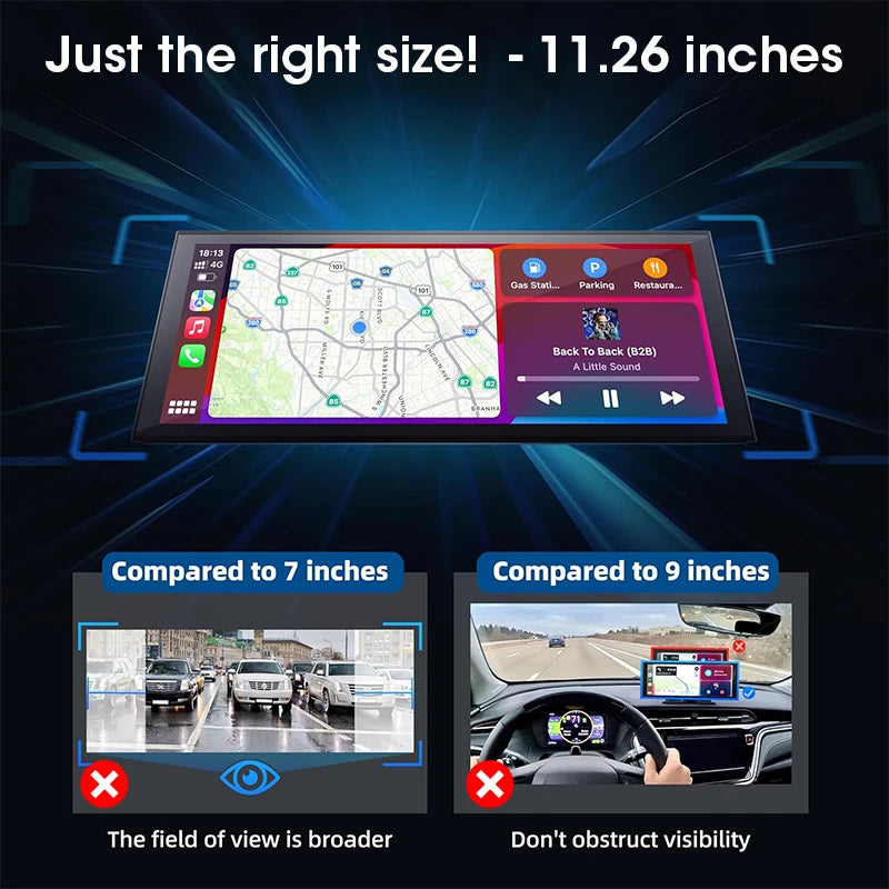 4K Dash Cam — Wireless CarPlay, Dual Lens