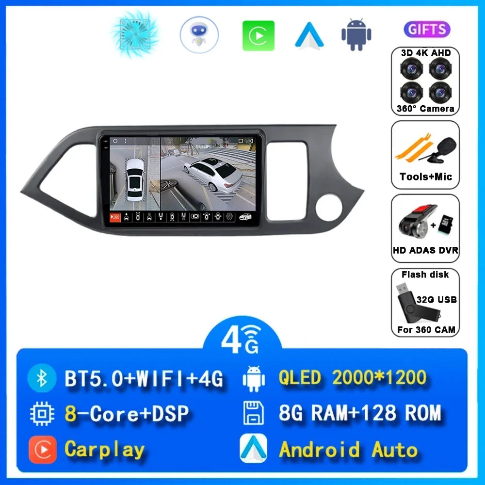 Kia Picanto Android 15 — WiFi, CarPlay, 4G
