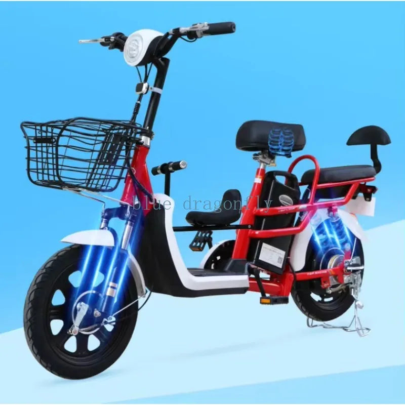 Parent-child electric bike in stock best selling 14inch three seats ebike for cheap and good quality fat bike