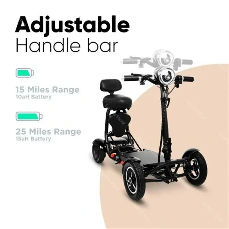 4 Wheel Mobility Scooters for 2 Peoples With Baby Seat 500W 36V 15.6AH  Adults 10 Inch Electric Scooter Dual Motor