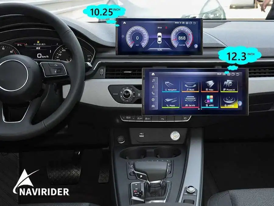 Audi A4/A5 12.3" — Android 13, QLED, CarPlay