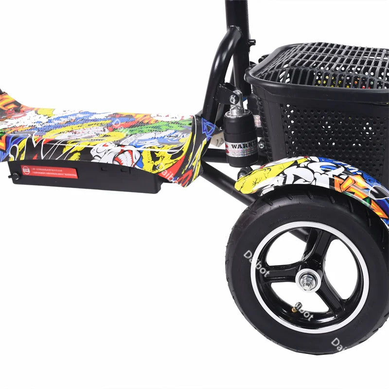 500W Electric Scooter For Elderly Small Foldable With Colorful Pedals/Basket/Handle Foldable Electric Tricycle 3 Wheels Adult