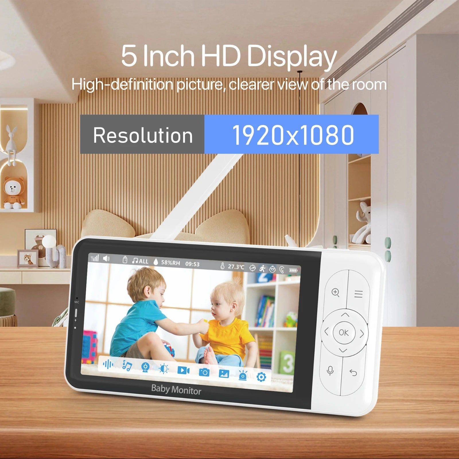 Tuya Baby Monitor — 2K Camera, 5" Display