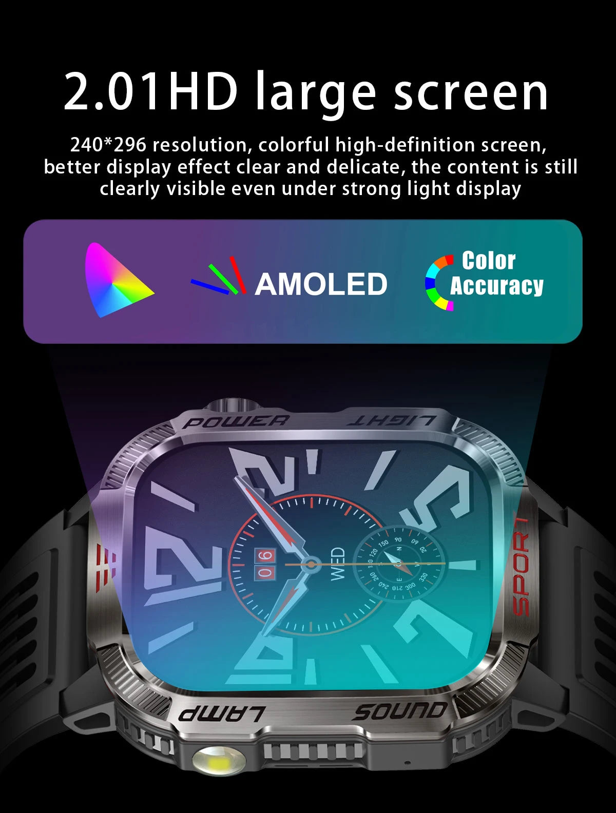 GUHUAVMI Outdoor Watch — AMOLED, GPS, Bluetooth