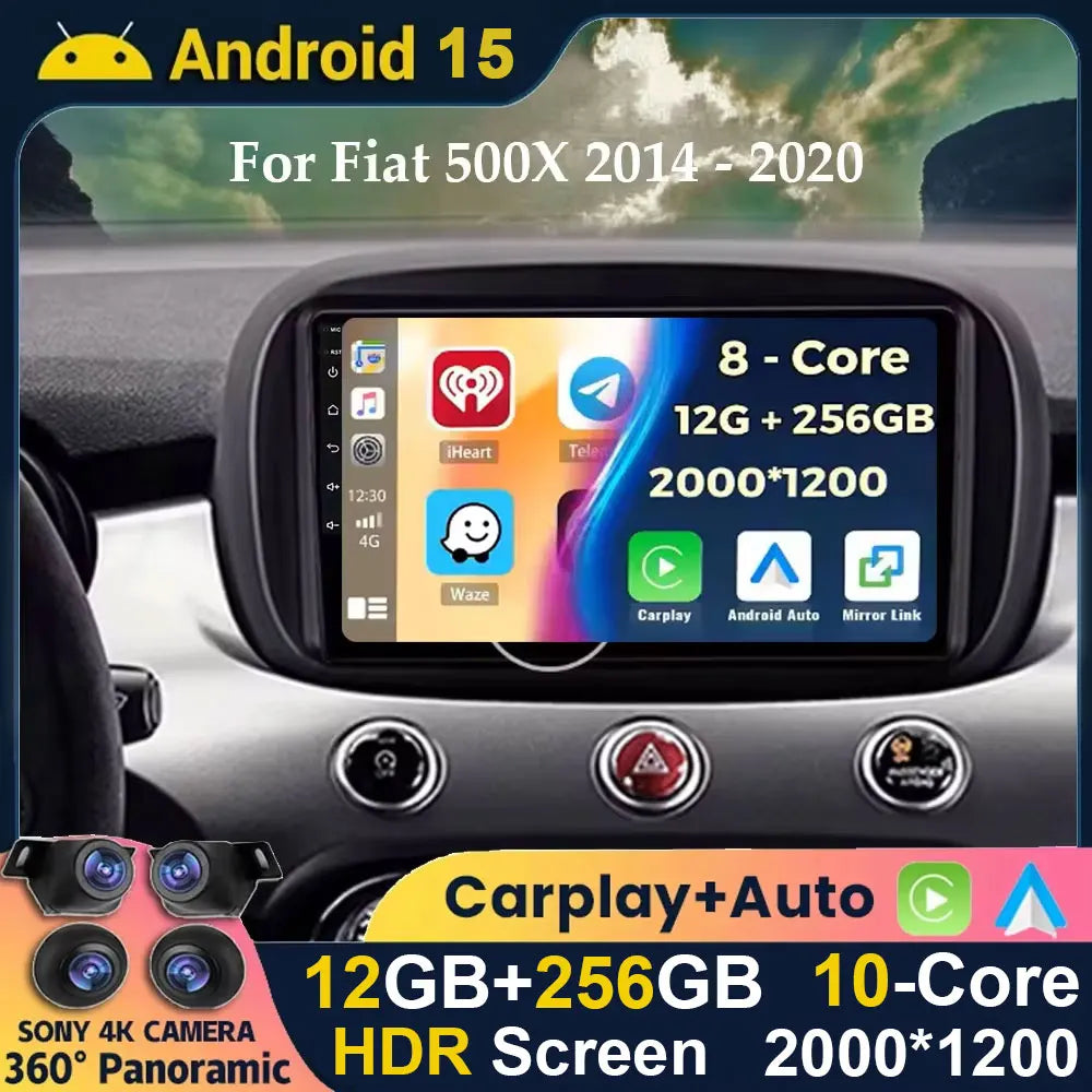 Fiat 500X Android 15 — 2K QLED, AI Voice