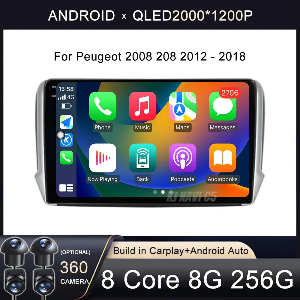 Peugeot 2008/208 — Android 16, CarPlay, GPS