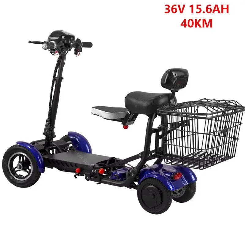 4 Wheel Mobility Scooters for 2 Peoples With Baby Seat 500W 36V 15.6AH  Adults 10 Inch Electric Scooter Dual Motor