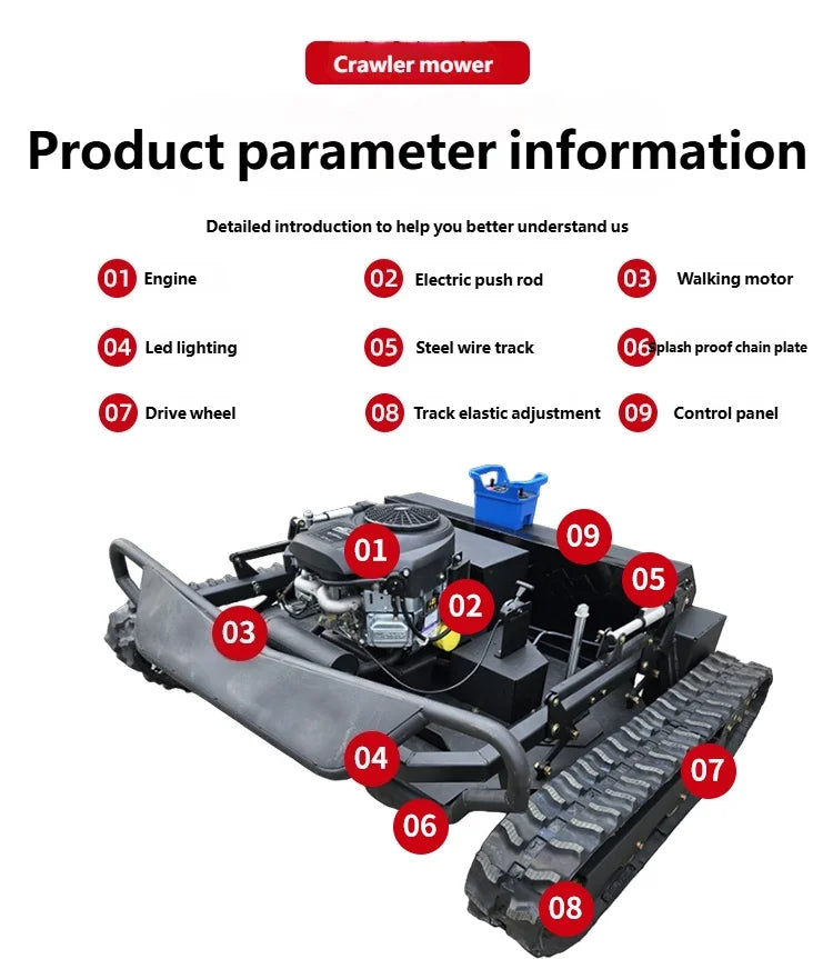 Controlled Lawn Mower Intelligent Mowing Robot for Orchards Fields Slopes Small Lithium-Ion Battery Powered Lawnmower