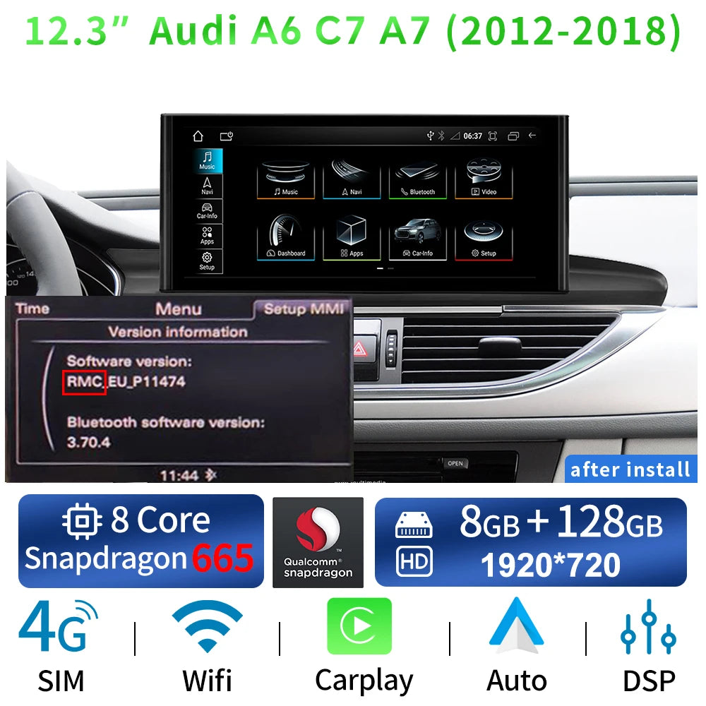 Audi A6/A7 Android 14 — 12.3", CarPlay, GPS