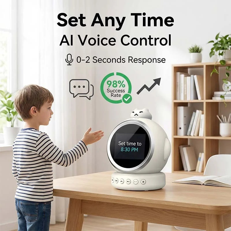 Smart AI Alarm Clock for Kids Ok to Wake Children with Sleep Training and Sound Talking Robot Toy Birthday Gift for Boy Girls
