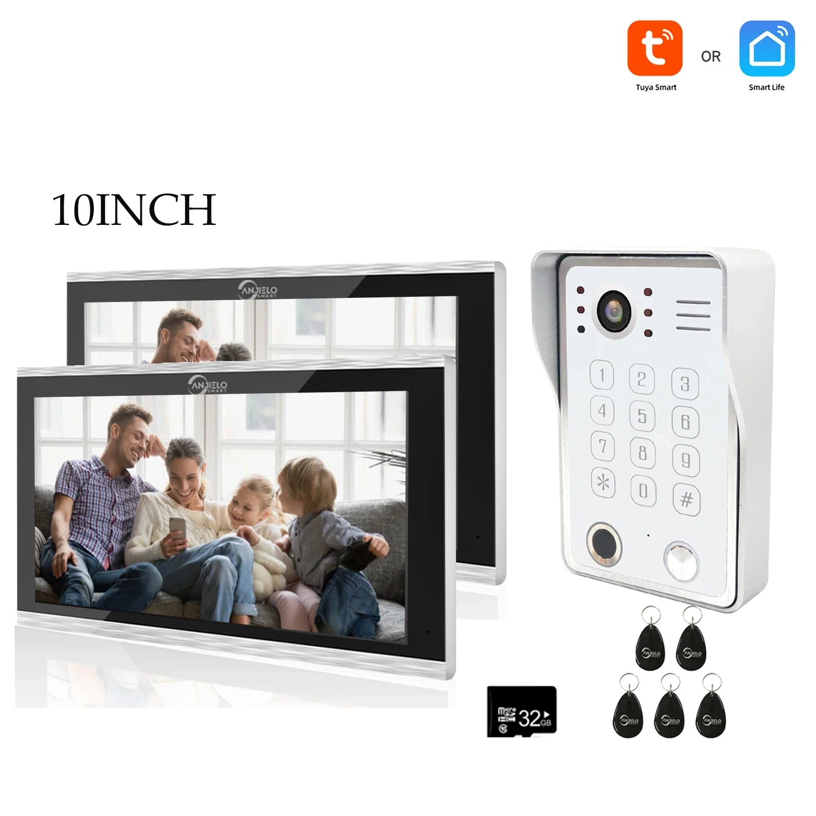 Système de sécurité interphone vidéo avec déverrouillage par empreinte digitale Anjielo tuya 1080P moniteur tactile 7/10 pouces pour villa et maison