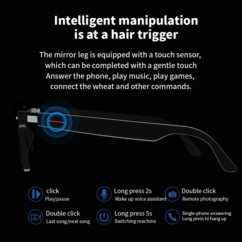 AI Smart Glasses — Voice Assistant, Bluetooth Audio