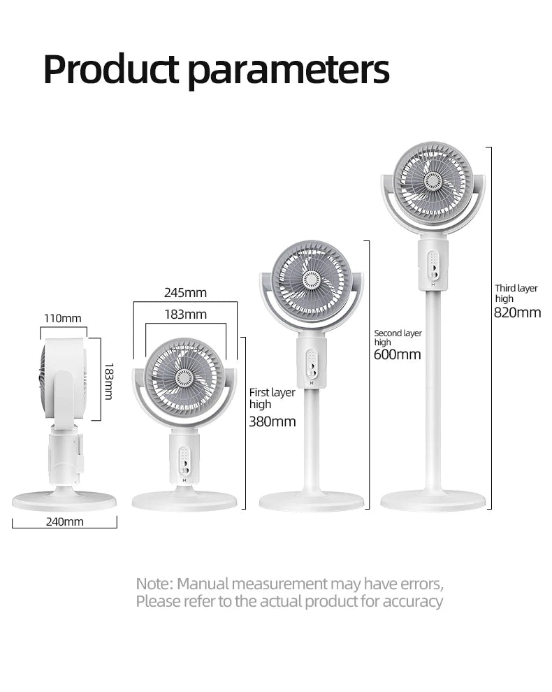 Oscillating Air Fan — 5-Speed, Cordless, Adjustable