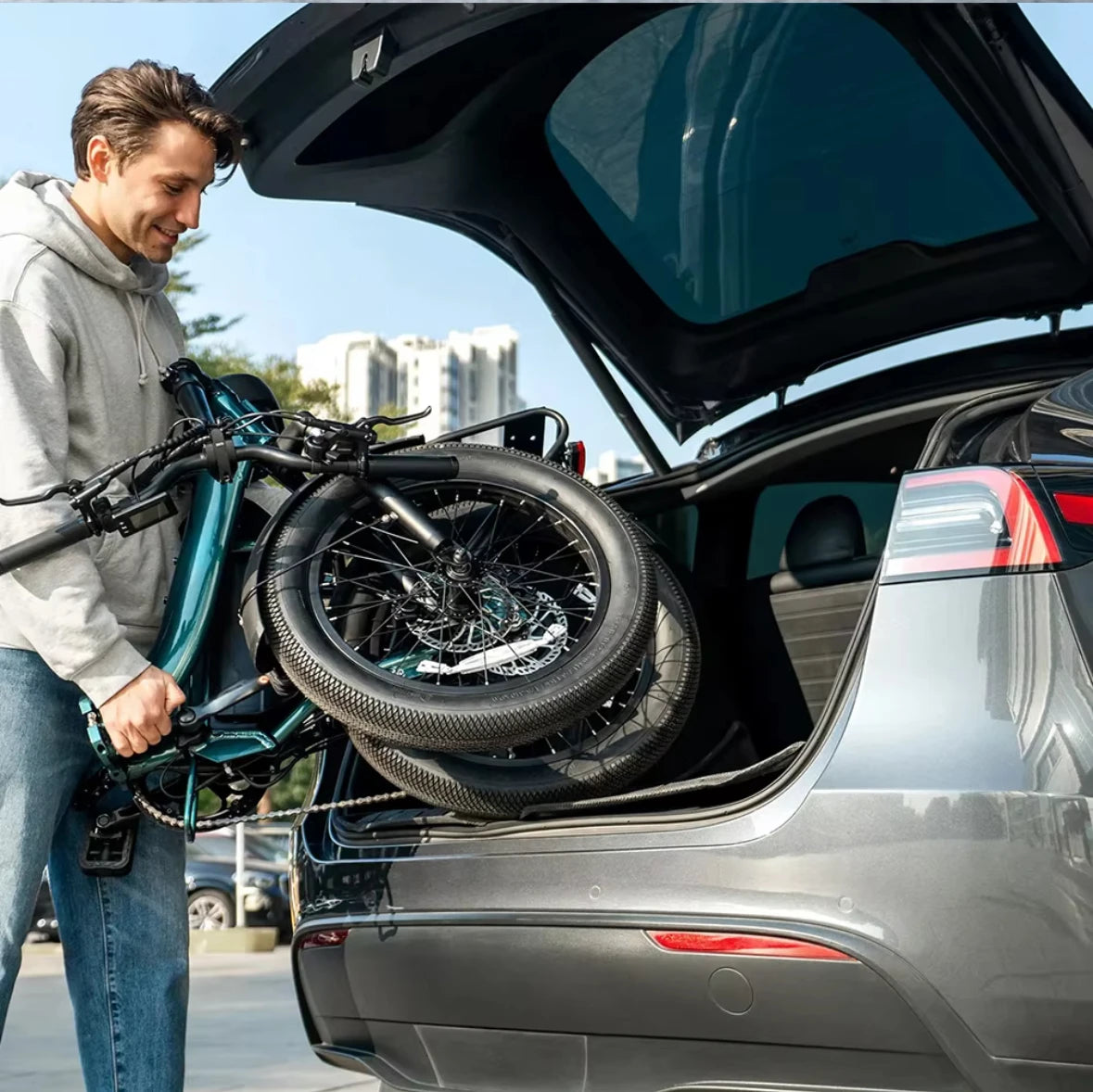 Foldable Parent E-Bike — 1000W, Removable Battery