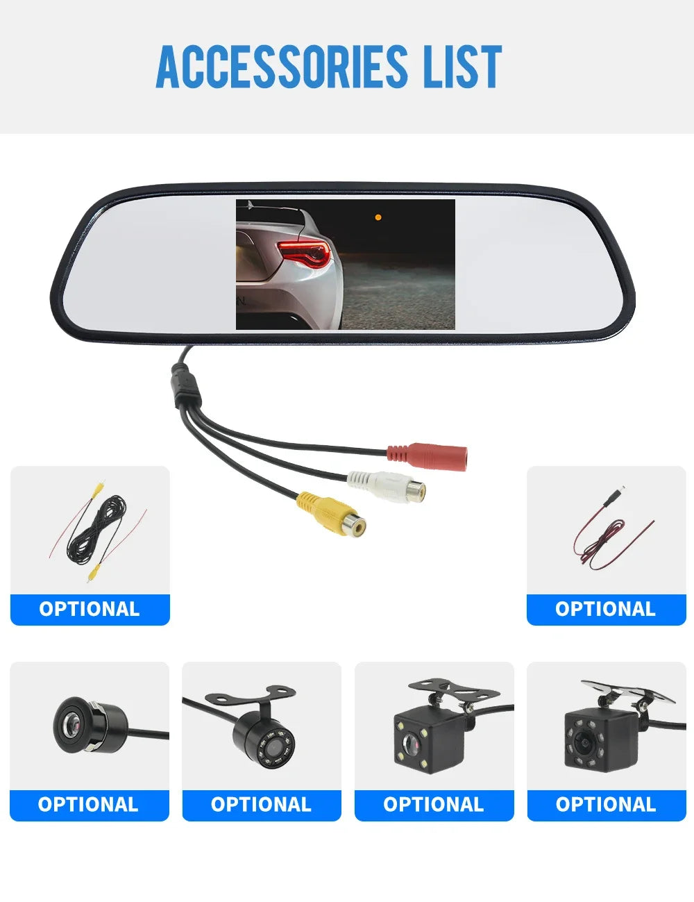 Rear View Camera Kit — 4.3" Monitor, HD Parking