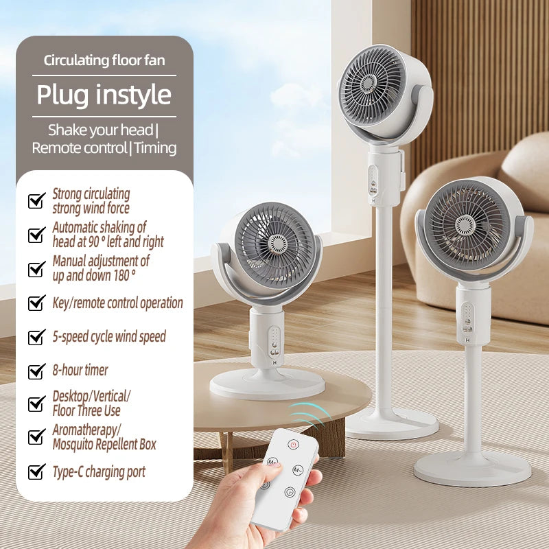 Oscillating Air Fan — 5-Speed, Cordless, Adjustable