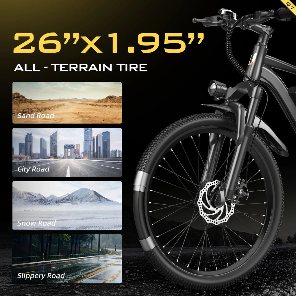 UNIBIKE Q7 Adult Electric Bike 250W Motor 36V10AH Battery E-bike Folding City Commuting 26 Inch Tire Portable Electric Bicycle