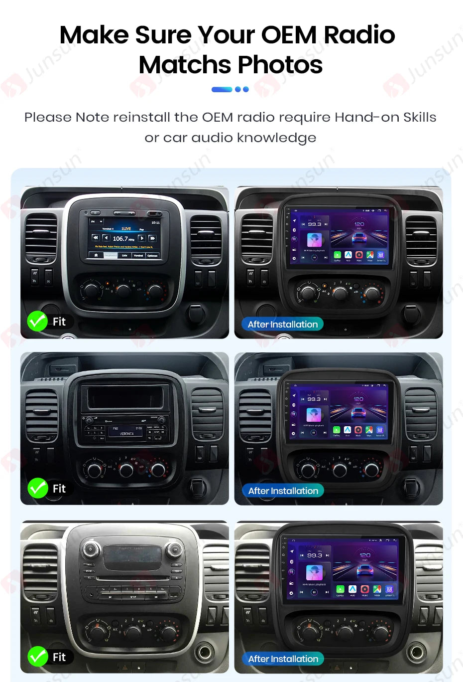 Junsun Renault Trafic — 2K, Wireless CarPlay