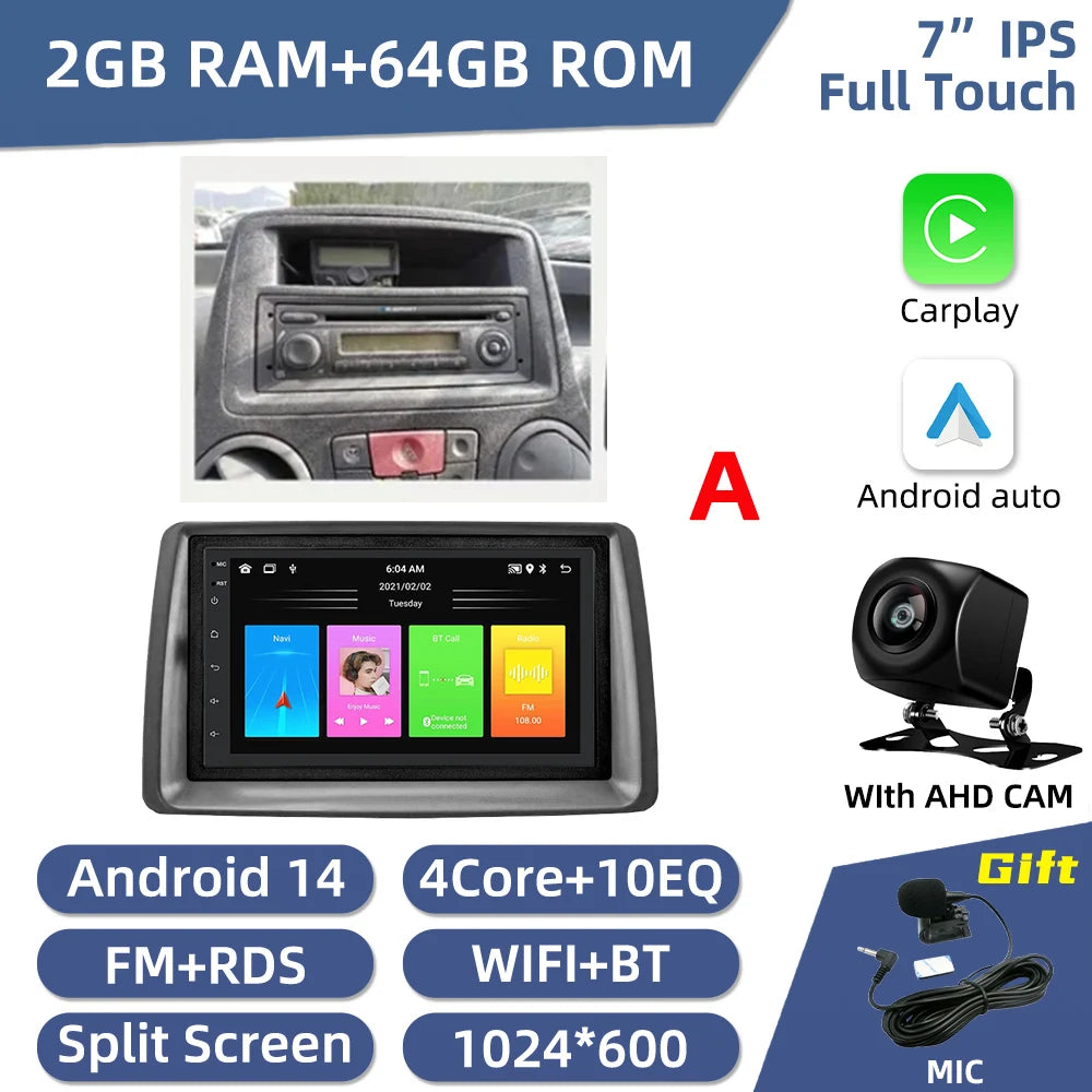 FIAT Panda 2 Din — 7" GPS, WiFi, Car Stereo