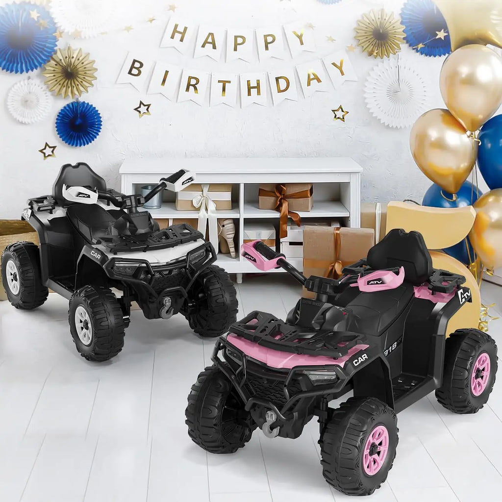 12V Kids Ride On ATV Car w/Parent Remote Control, Spring Suspension, LED Lights, Bluetooth, Off-Road Vehicle Toys for Boys&Girls