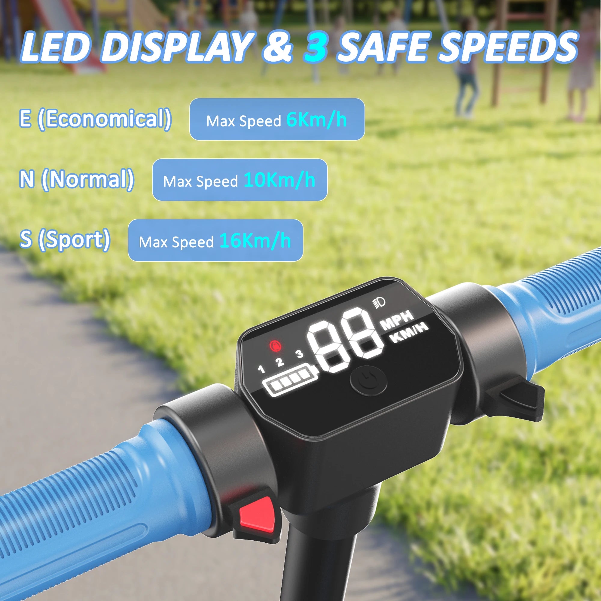 Todimart Electric Children, maximum speed 16 km/h, range 8-10 km, children 6-12 years old, LED screen
