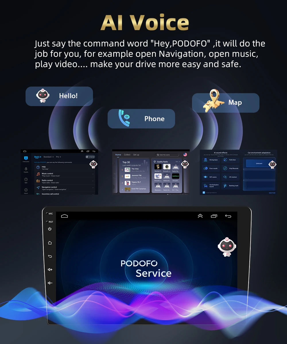 Podofo Hyundai Santa Fe — 8+128G, CarPlay, 4G