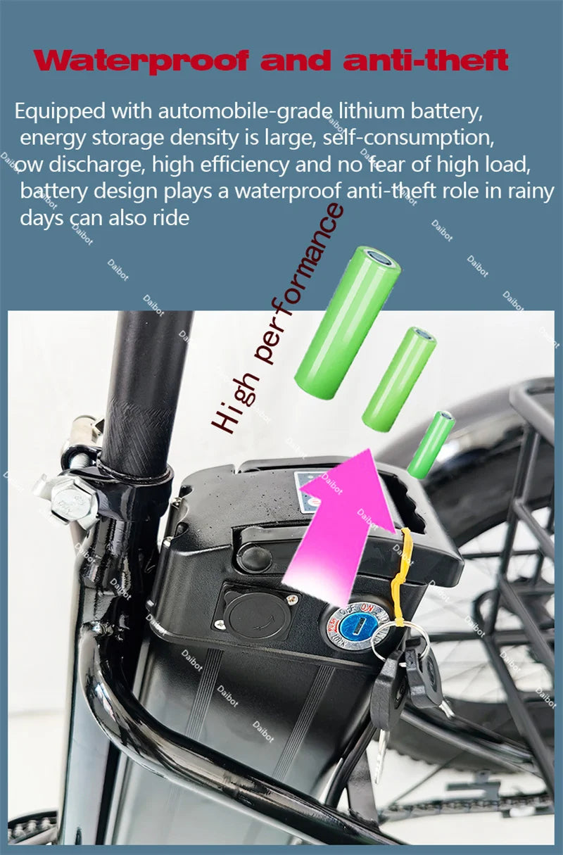 3 Wheel 20 Inch Folding Electric Tricycle Adults Cargo Fat Tire 500w 48v Fatbike Electric Bicycle For Men Removable Battery