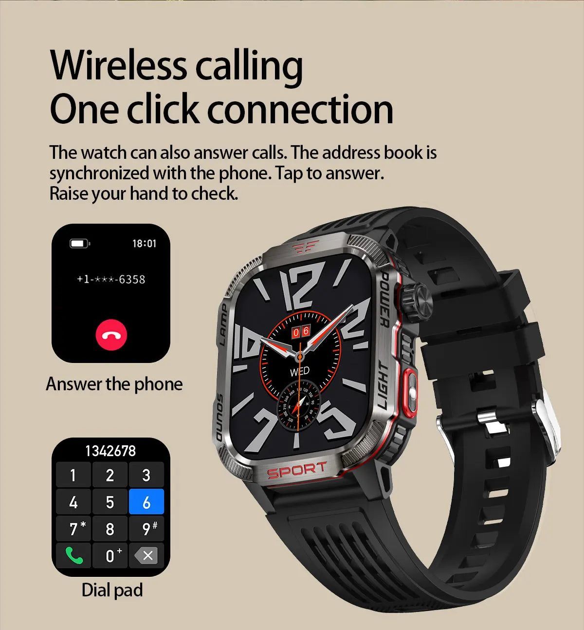 GUHUAVMI Outdoor Watch — AMOLED, GPS, Bluetooth