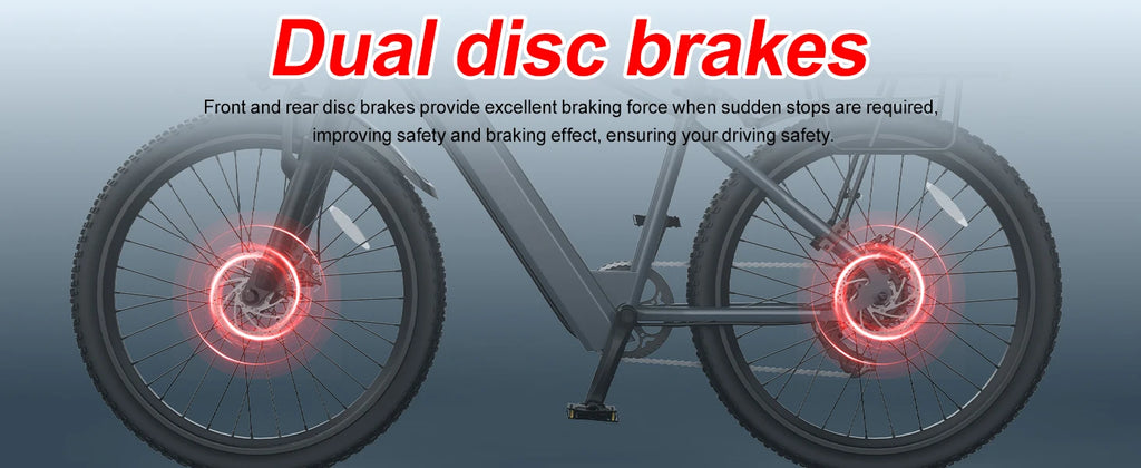 Adult electric bike with a 500W motor, 26x1.95 anti-slip tyres, a 36V 10.4Ah removable battery, a 7-speed gear system, and unisex pedal-assisted electric bike