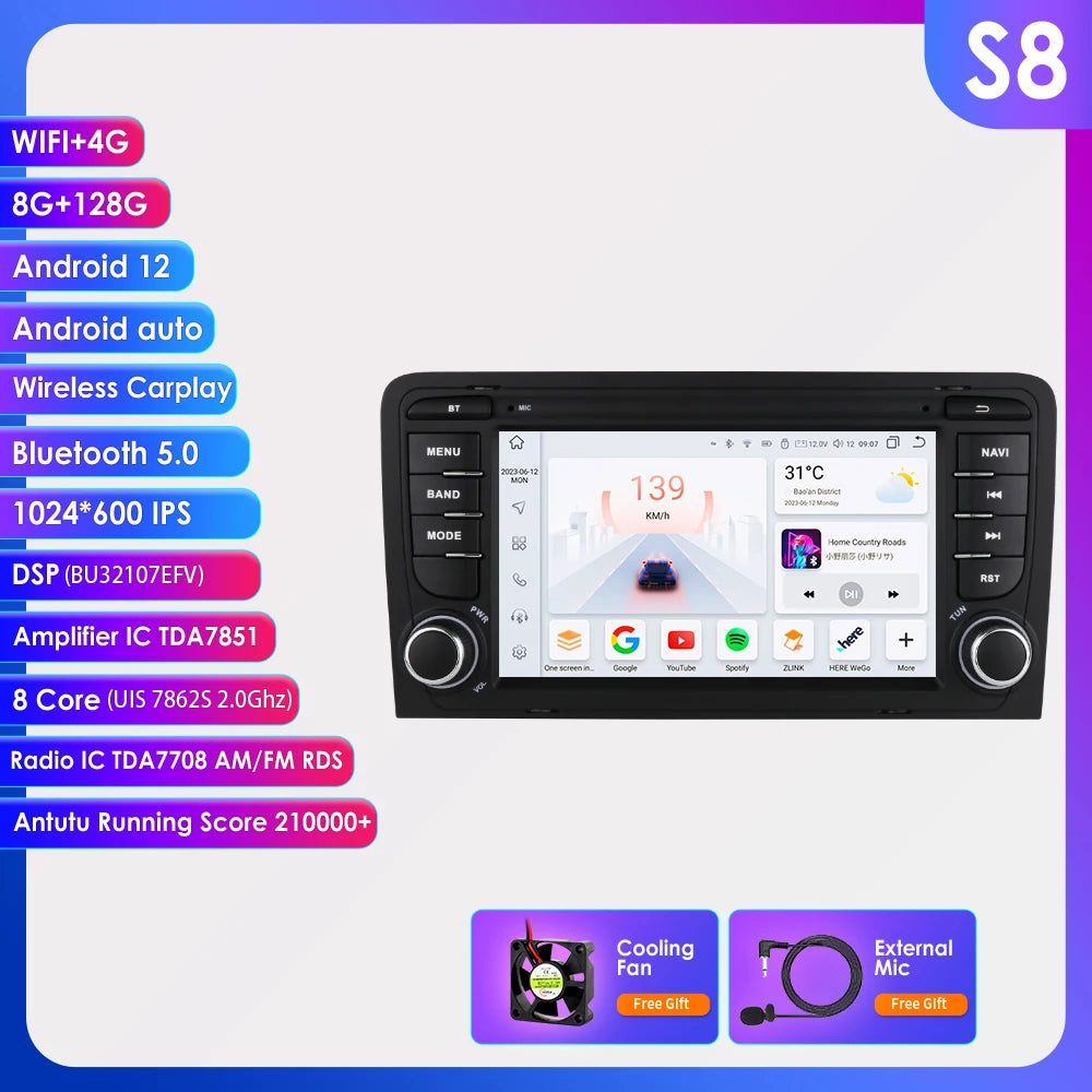 Hizpo Audi A3 — Android Auto, CarPlay, GPS