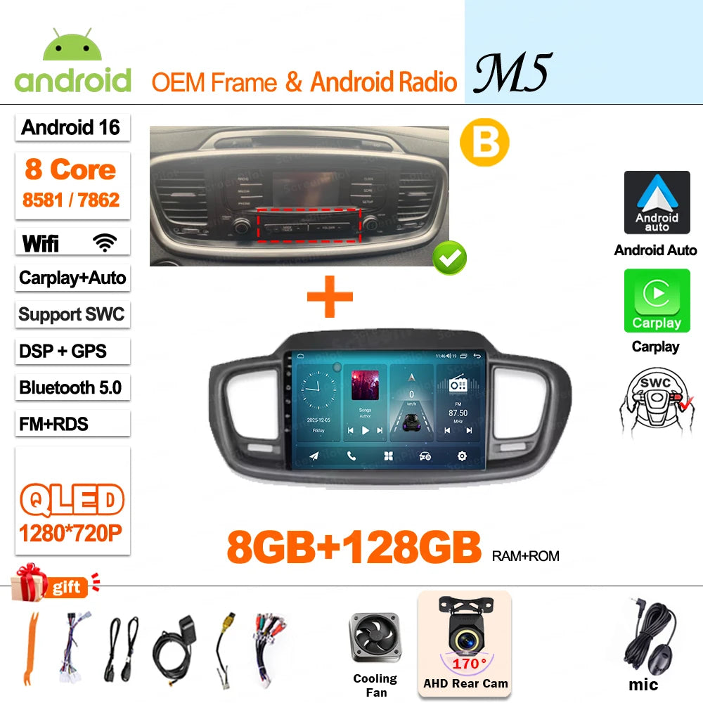 Android 16 Car Radio — Compatible with Kia Sorento | DSP | GPS