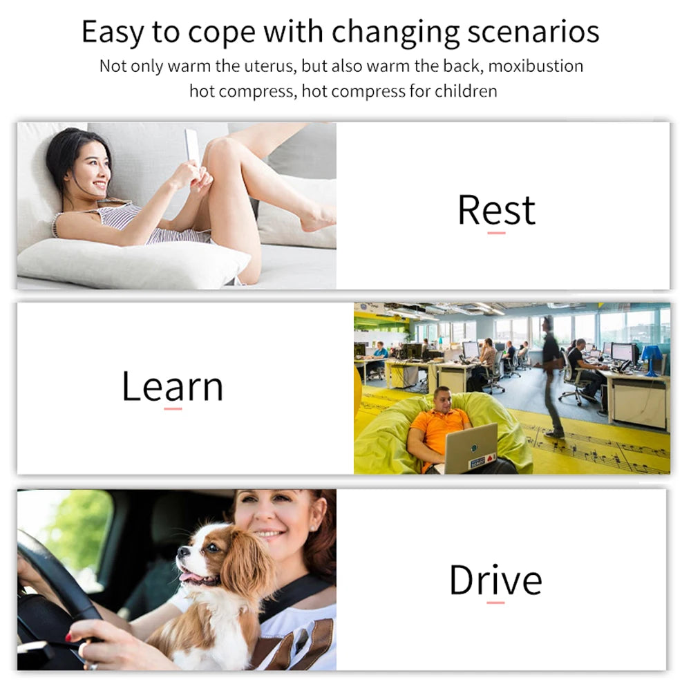 Electric Period Cramp Massager Vibrating Heating Belt for Menstrual Waist Stomach Abdominal Warm Palace Belt