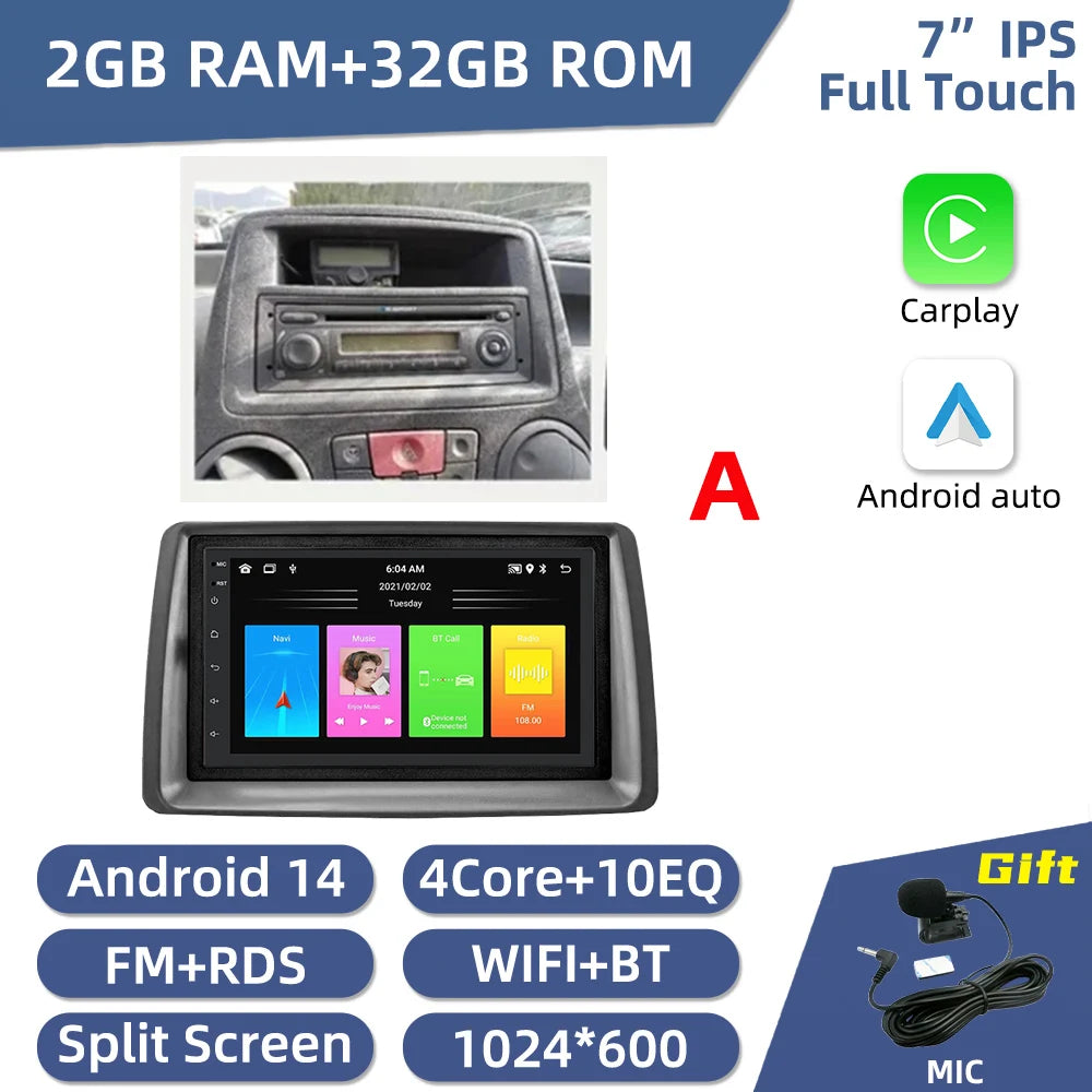 FIAT Panda 2 Din — 7" GPS, WiFi, Car Stereo