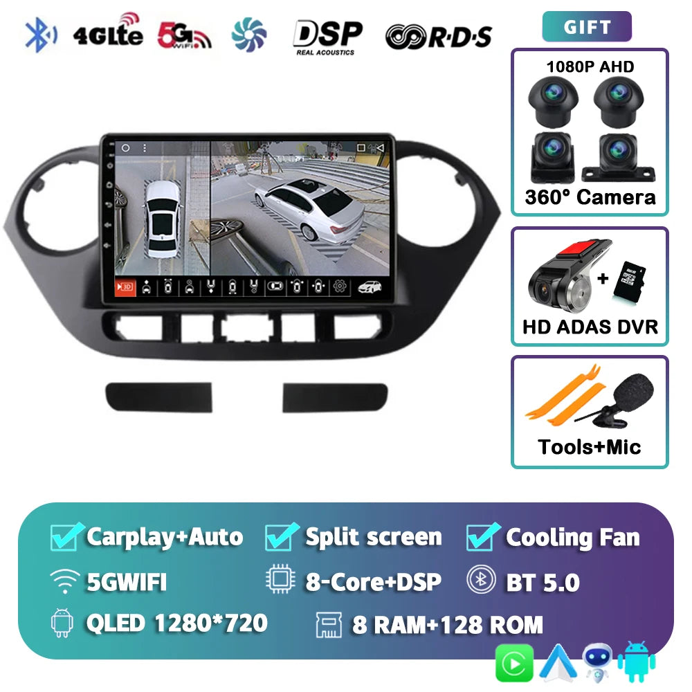 Android 15 Car Radio — Compatible with Hyundai i10 | 2K QLED | AI Voice