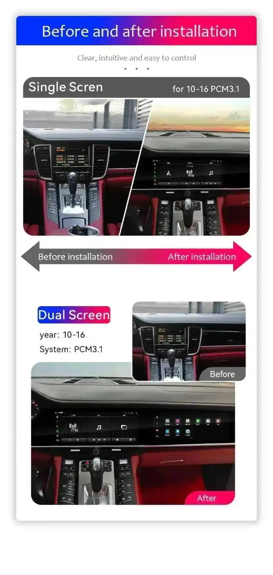 Yes 24.6" Dual Screen 256GB Android 15 For Porsche Cayenne 2010-2017 Carplay Radio Android Auto Stereo Multimedia Video Player