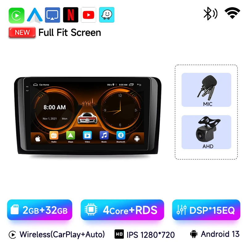 Mercedes W164 Android 14 — CarPlay, 2 Din, GPS