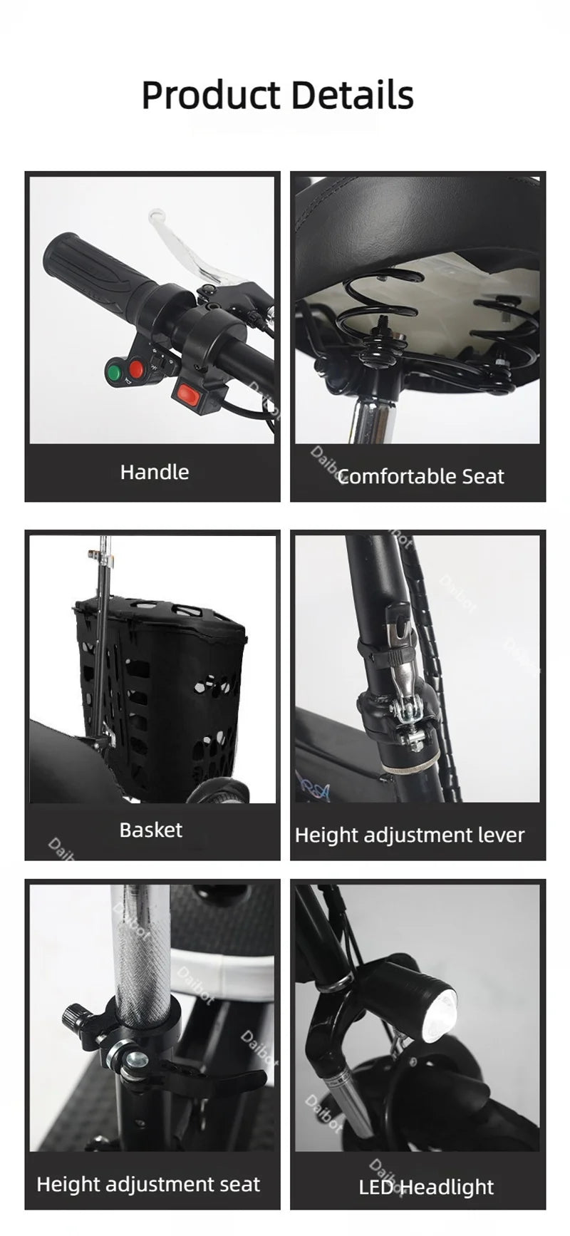 Foldable Mini Electric Tricycle For Woman with toddler seat 500W 36V lightweight Three Wheels Electric Scooter For Adults Basket
