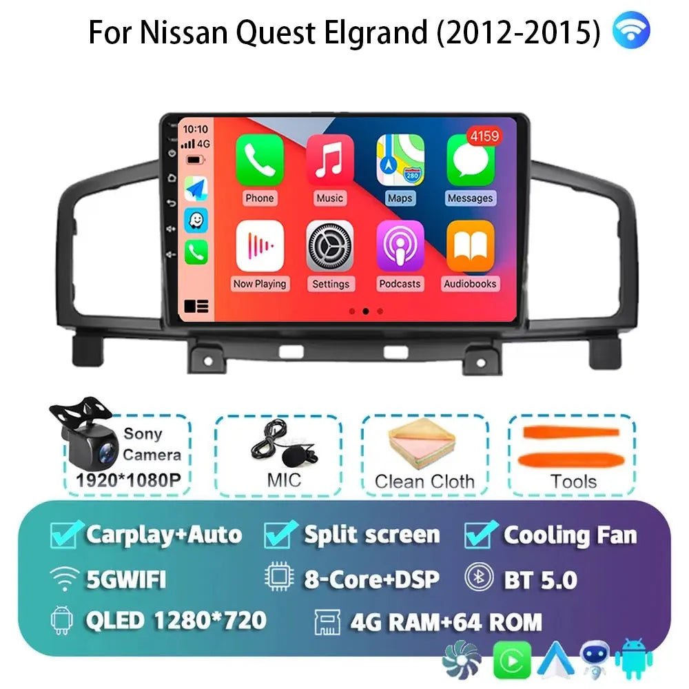 Android 15 Car Radio — Compatible with Nissan Quest | QLED | 5G WiFi
