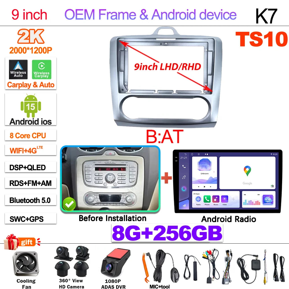 Ford Focus Android 15 — Wireless CarPlay, WiFi