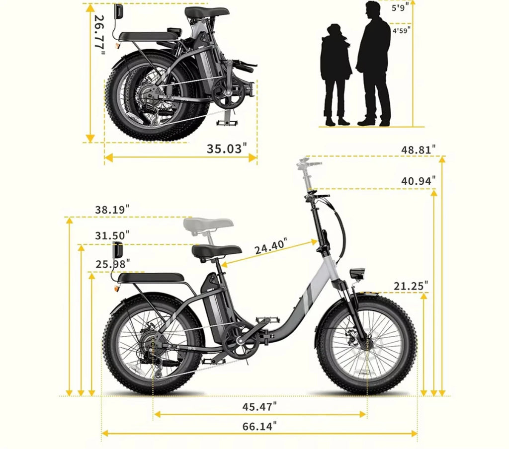Foldable Parent E-Bike — 1000W, Removable Battery
