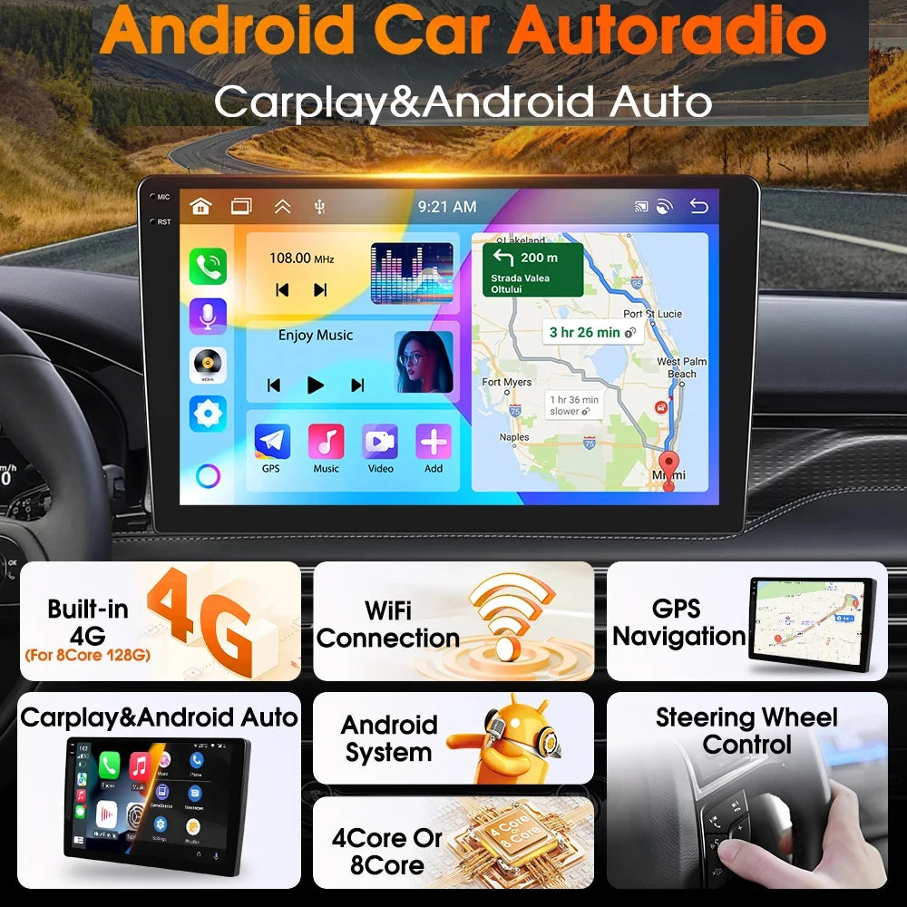 JIUYIN 9" Autoradio Android 15 für Seat Ibiza 2012-2015 Auto Multimedia Video Player WIFI BT GPS Navigation Audio Stereo Bildschirm