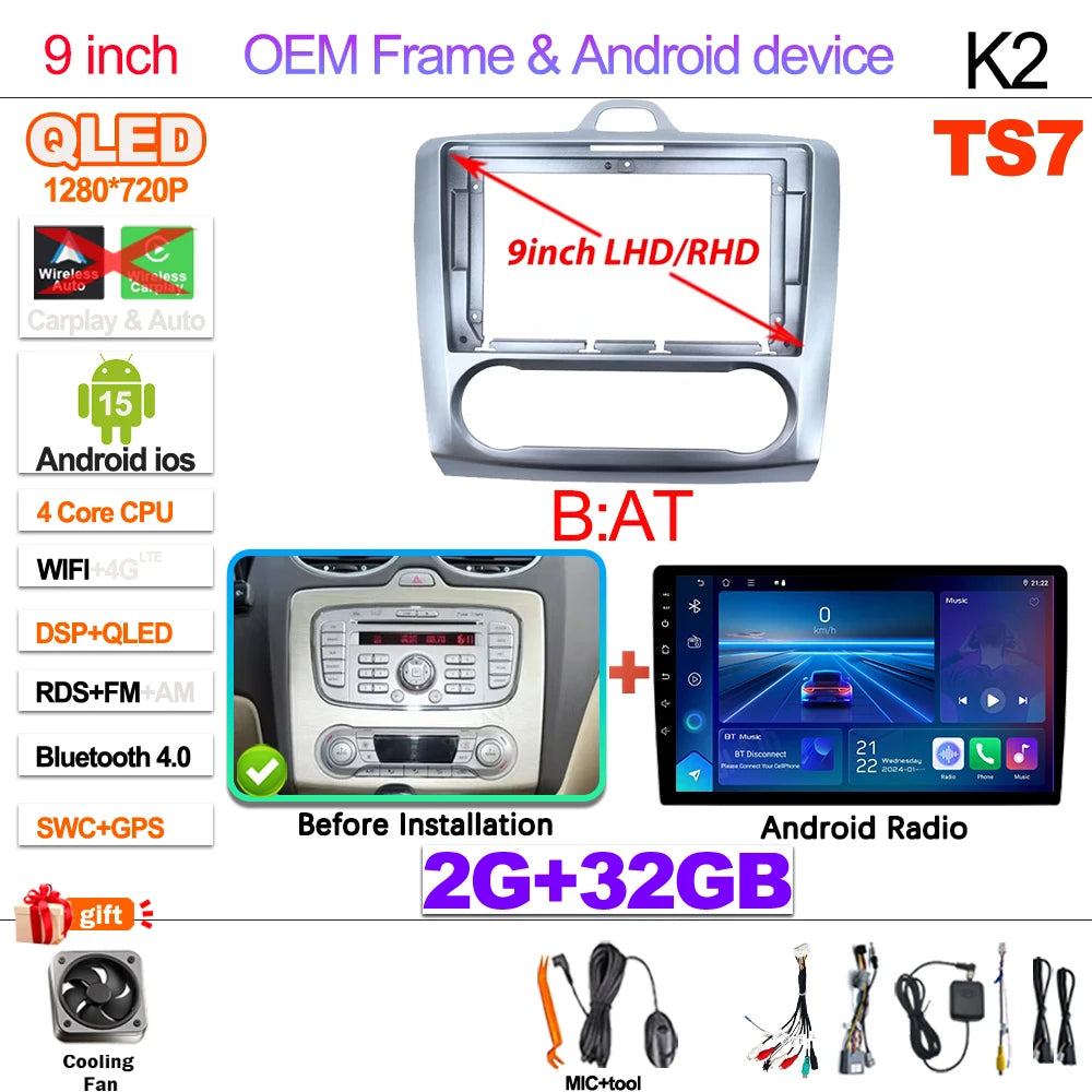 Ford Focus Android 15 — Wireless CarPlay, WiFi