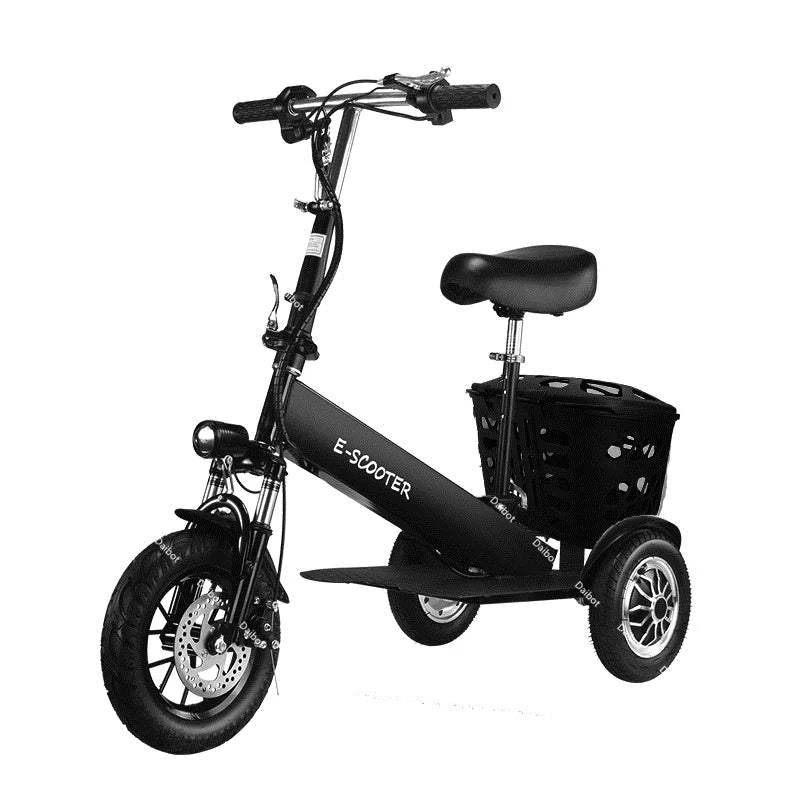 Foldable Mini Electric Tricycle For Woman with toddler seat 500W 36V lightweight Three Wheels Electric Scooter For Adults Basket